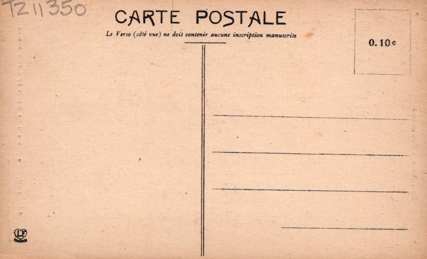 Vintage postcard with text and a line for writing on the back