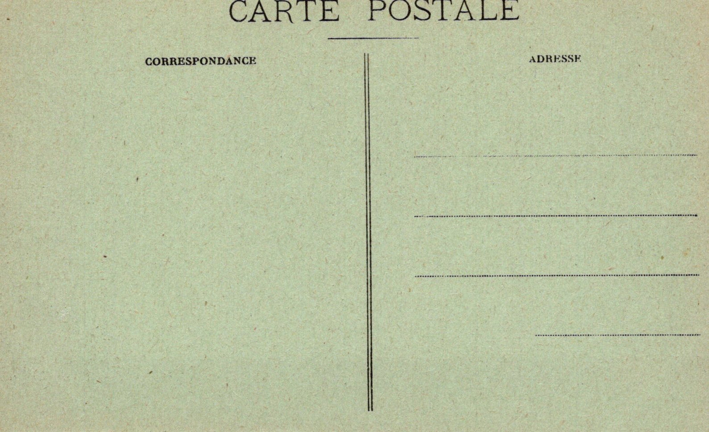 Vintage green postcard with text and address lines