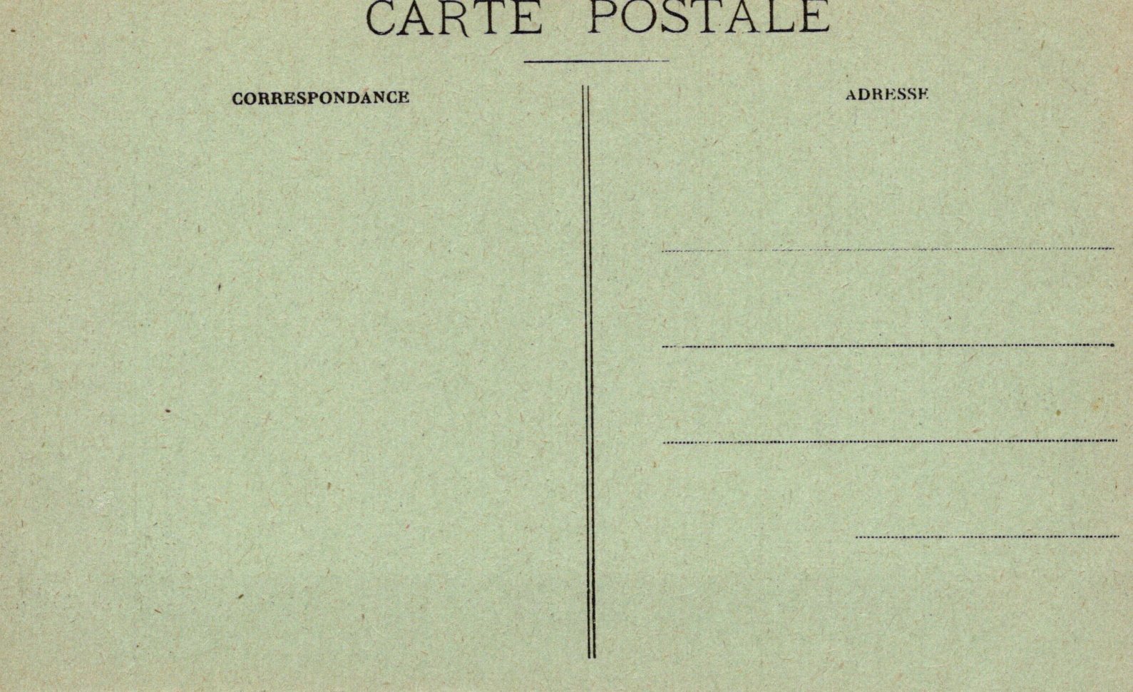 Vintage green postcard with text and address lines