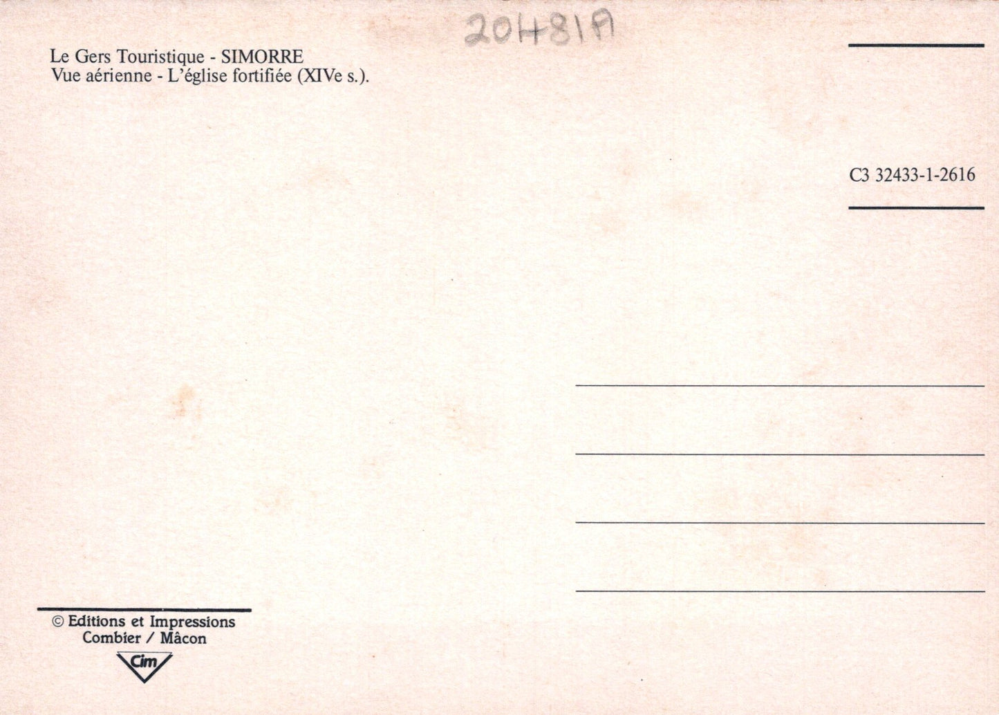Vintage postcard with text and a light pink background