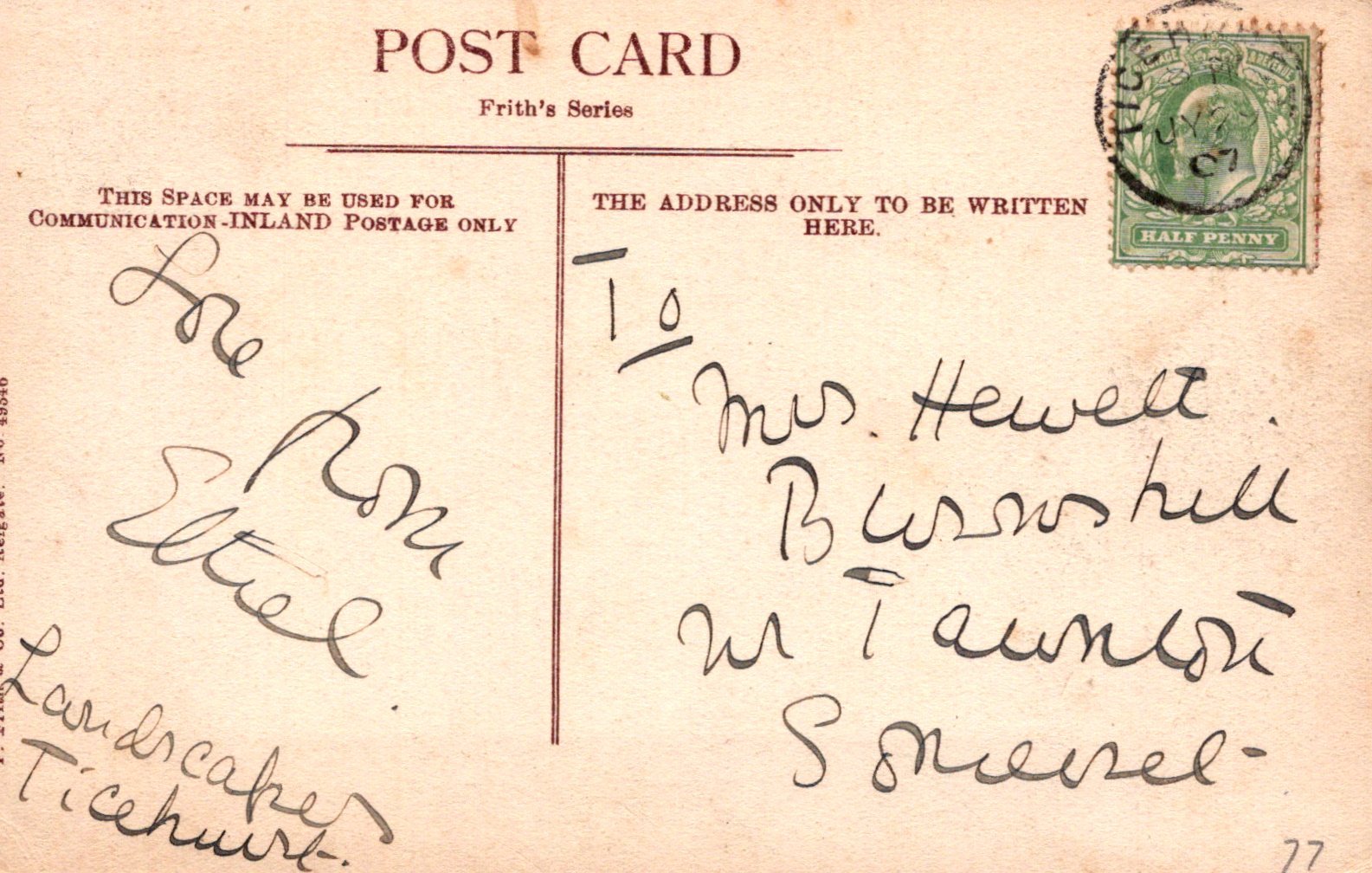 Sussex Postcard - Ticehurst From Landscapes SW19292