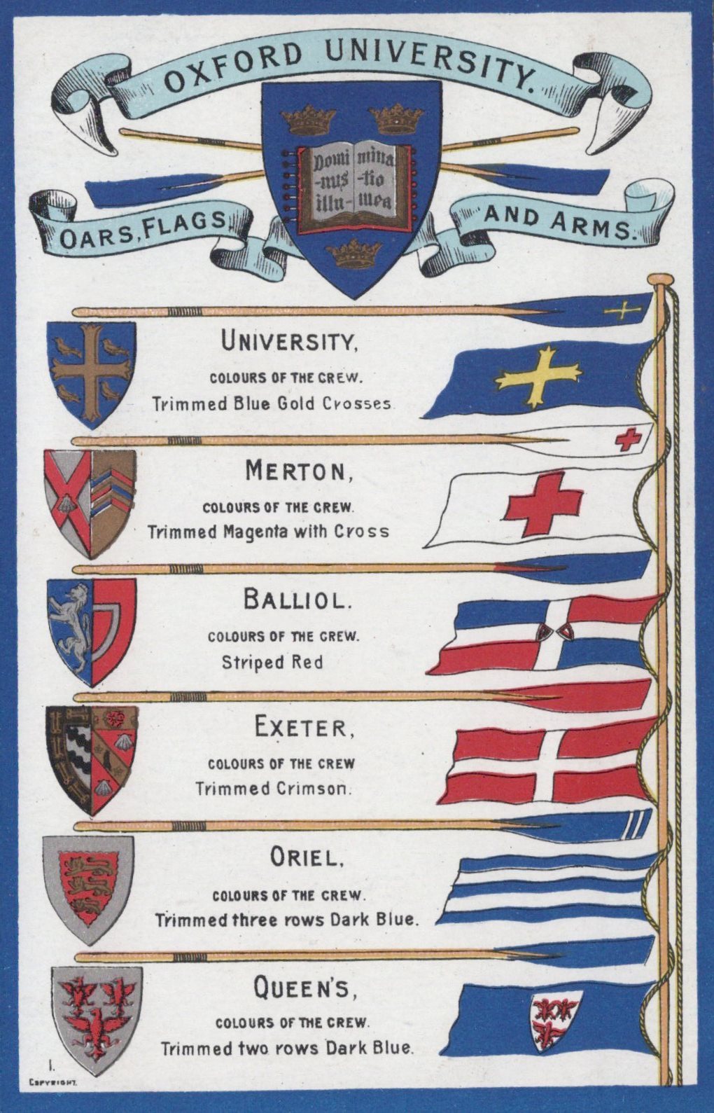 Oxford University flags and arms poster with various flags and crests.