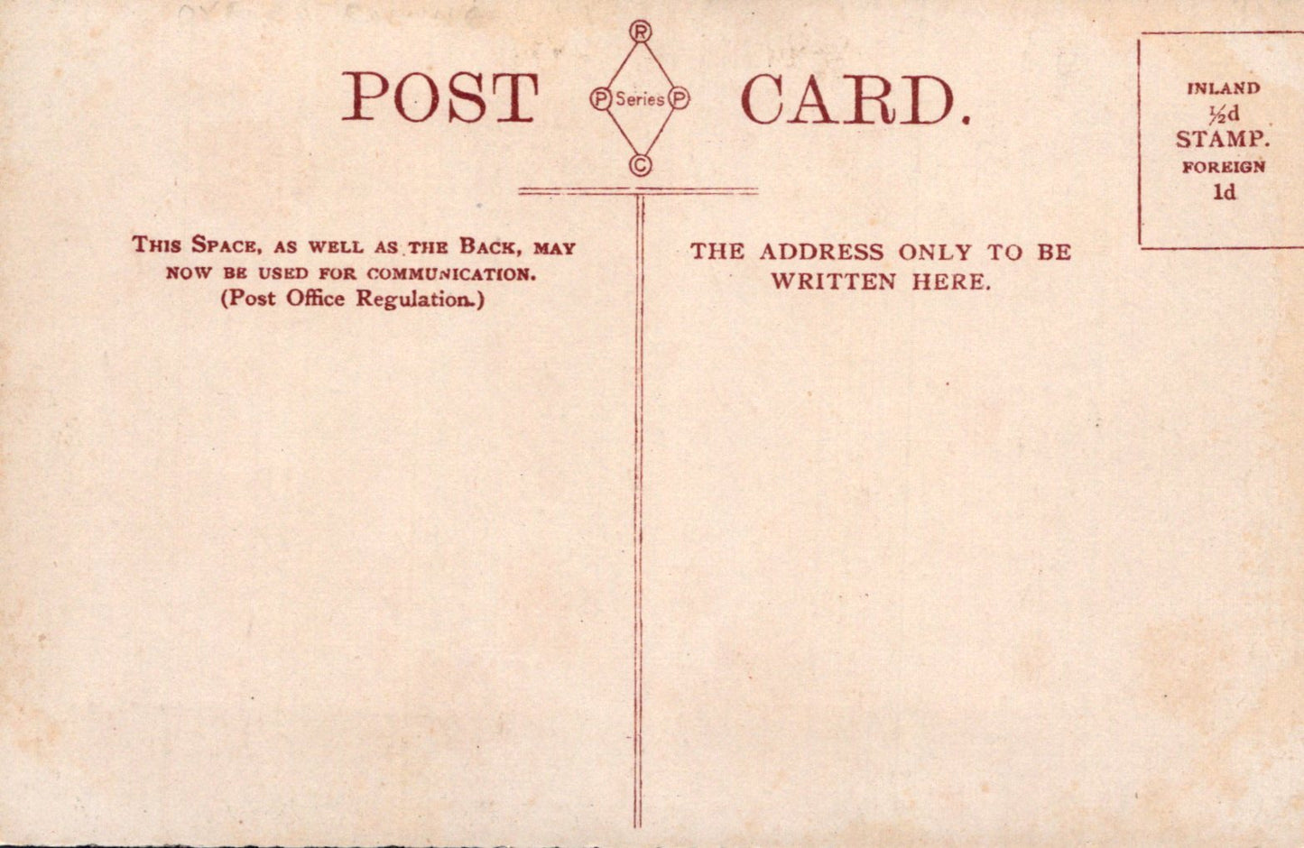 Vintage postcard with text and design elements on a beige background