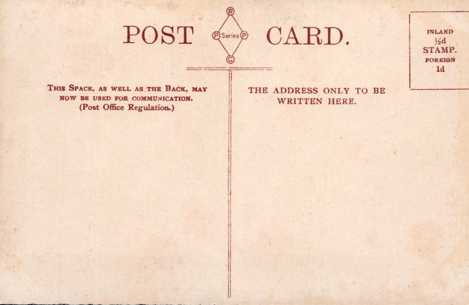 Vintage postcard with text and design elements on a beige background