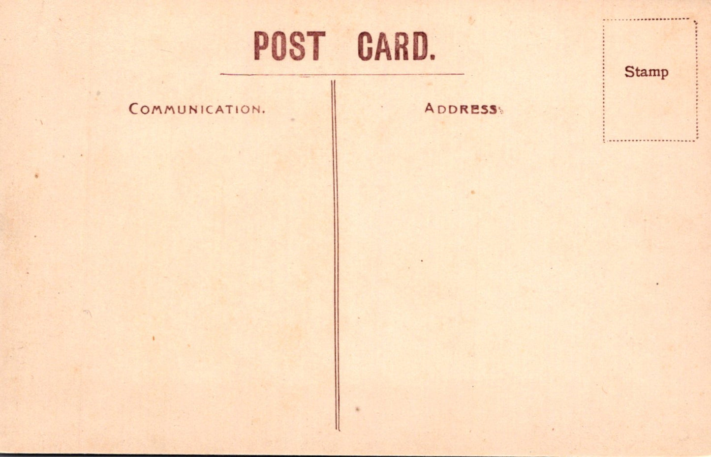 Vintage postcard with communication and address fields on a beige background