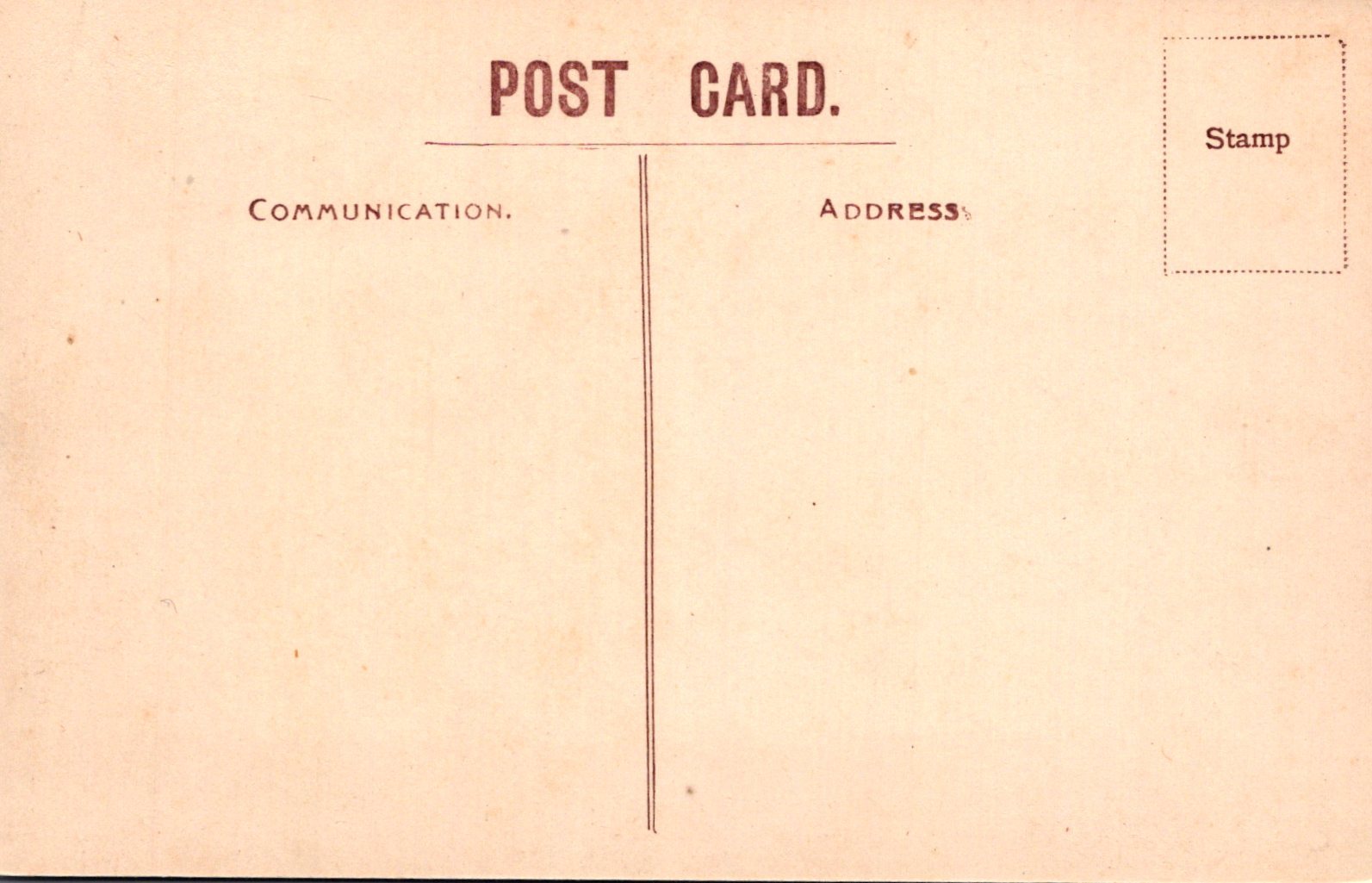 Vintage postcard with communication and address fields on a beige background