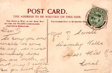 Load image into Gallery viewer, Vintage postcard with handwritten text and a stamp, featuring the word &#39;POSTCARD&#39;.
