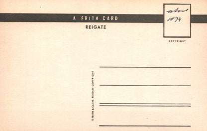Back of a Frith card with text and design elements on a beige background