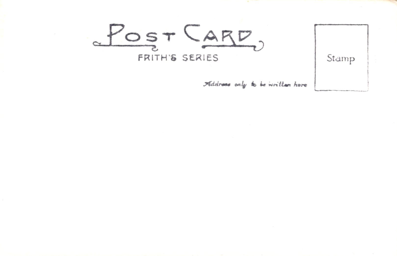 Blank postcard with 'Post Card' and 'Frith's Series' text, featuring a stamp area.
