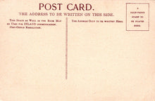 Load image into Gallery viewer, Vintage postcard back with text and stamp instructions on a beige background
