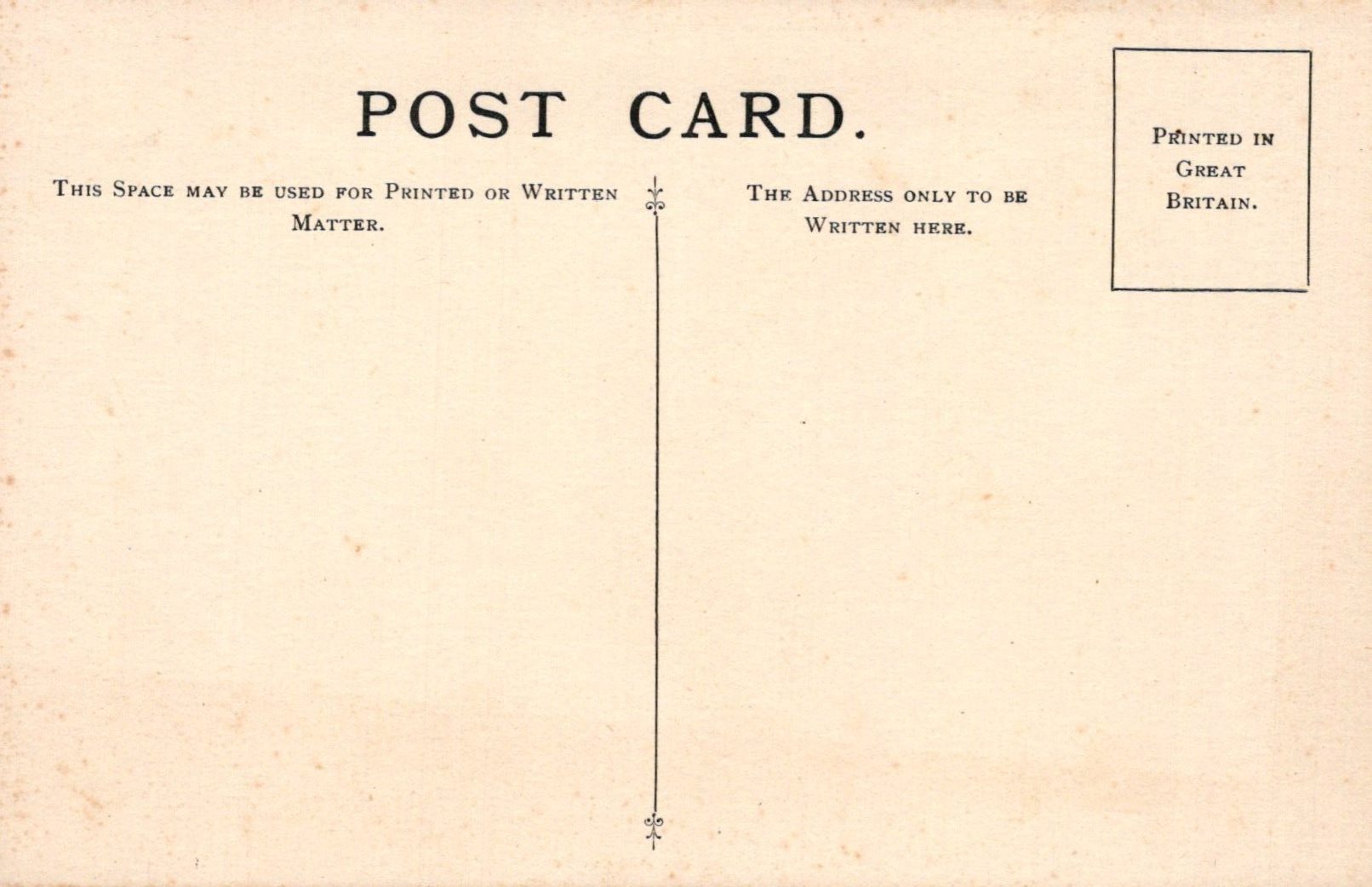 Vintage postcard with printed text and a line for writing on it.