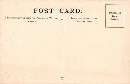 Vintage postcard with printed text and a line for writing on it.