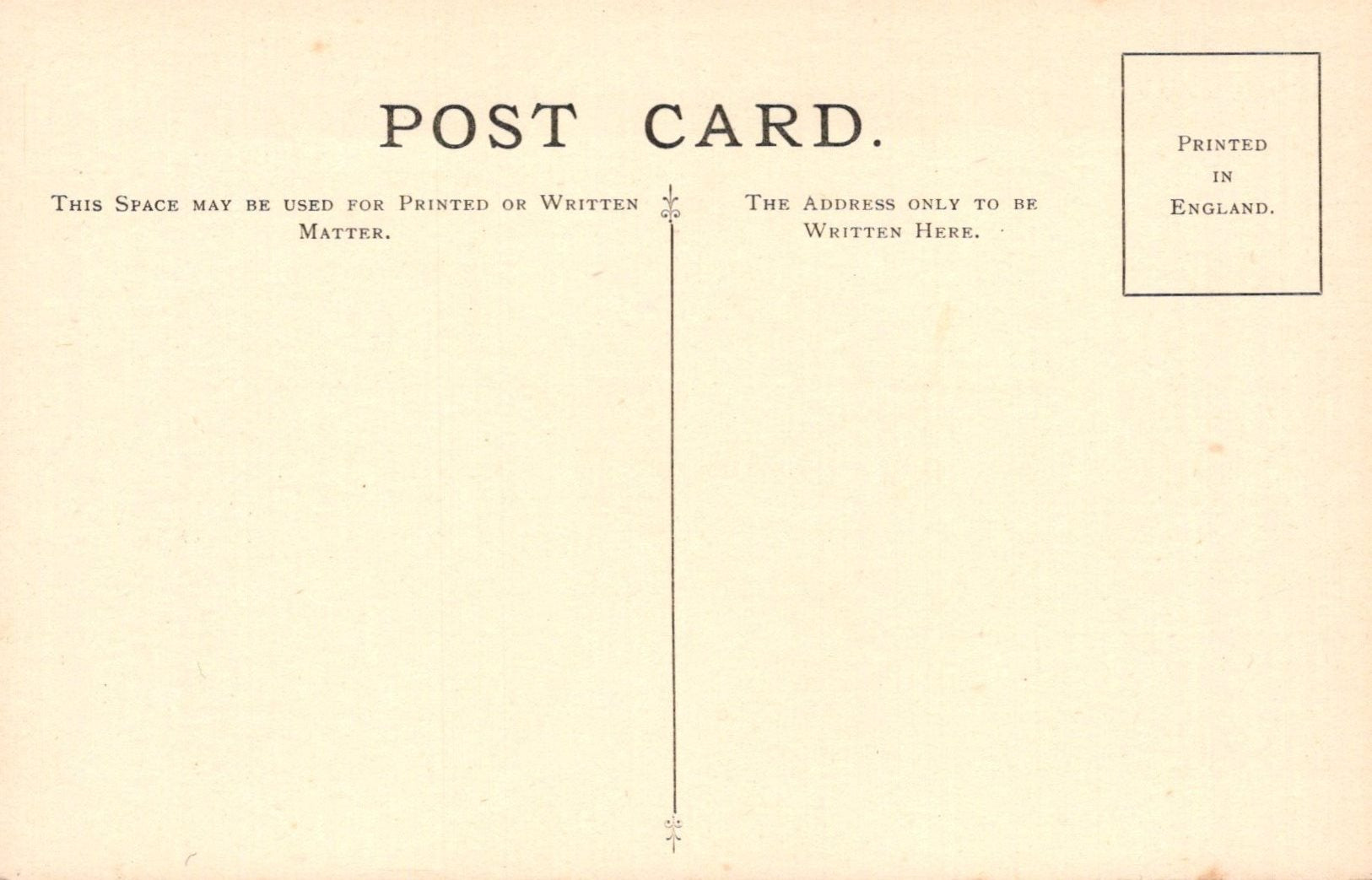 Vintage postcard with printed text and a stamp on a beige background