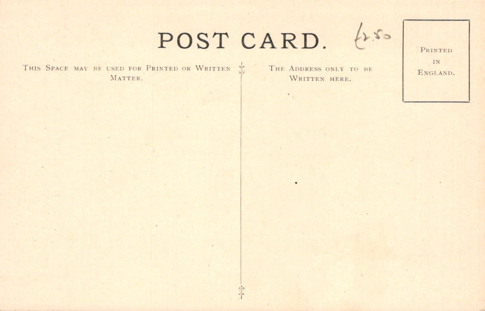Vintage postcard with printed text and a stamp on a beige background