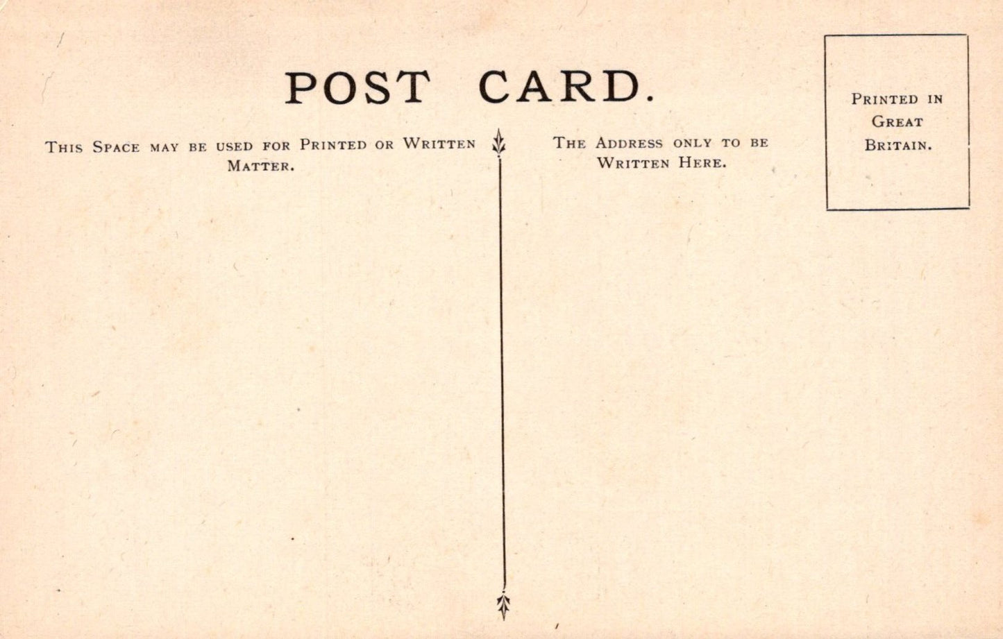 Vintage postcard with printed text and a vertical line on a beige background