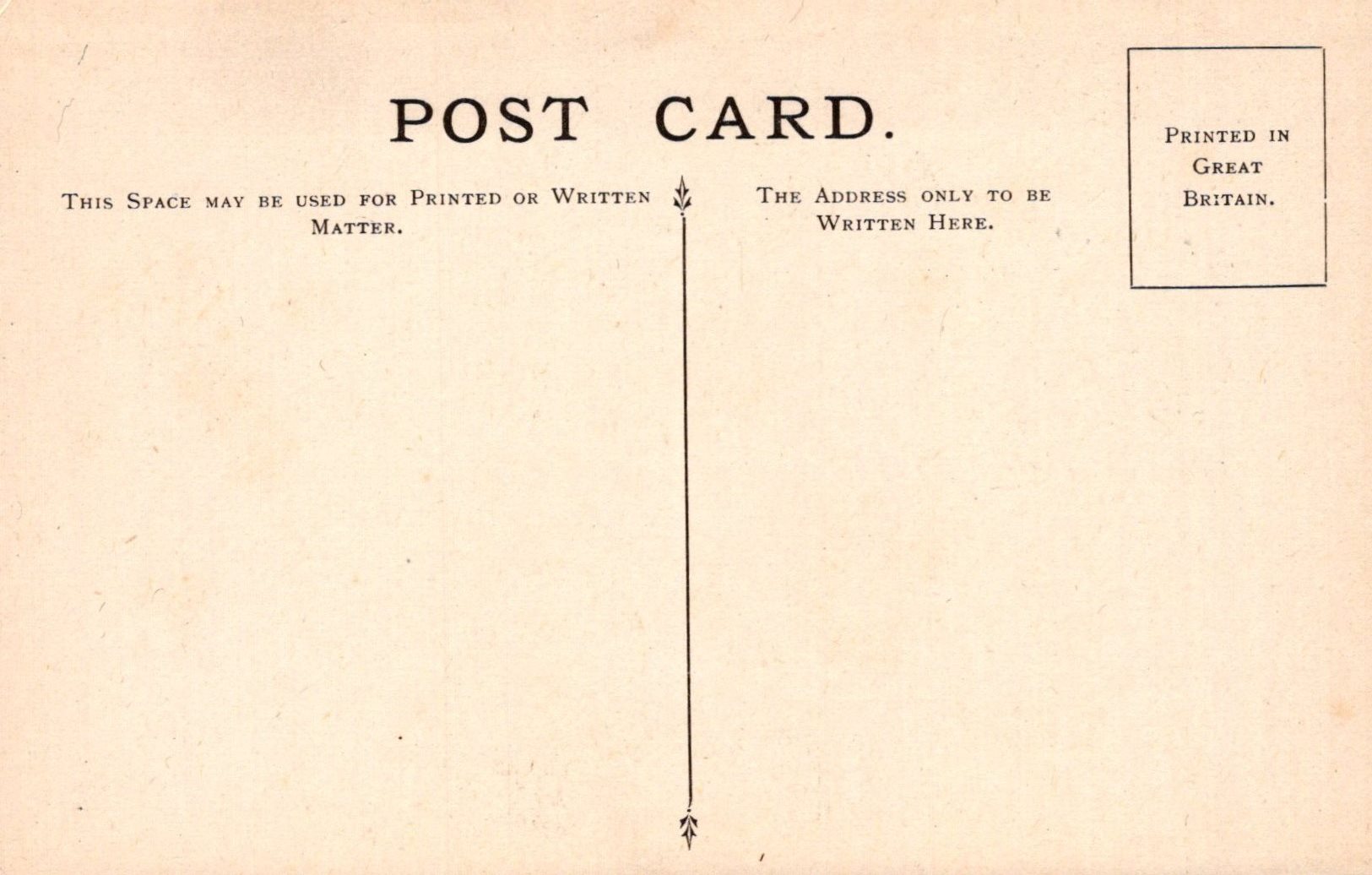 Vintage postcard with printed text and a vertical line on a beige background