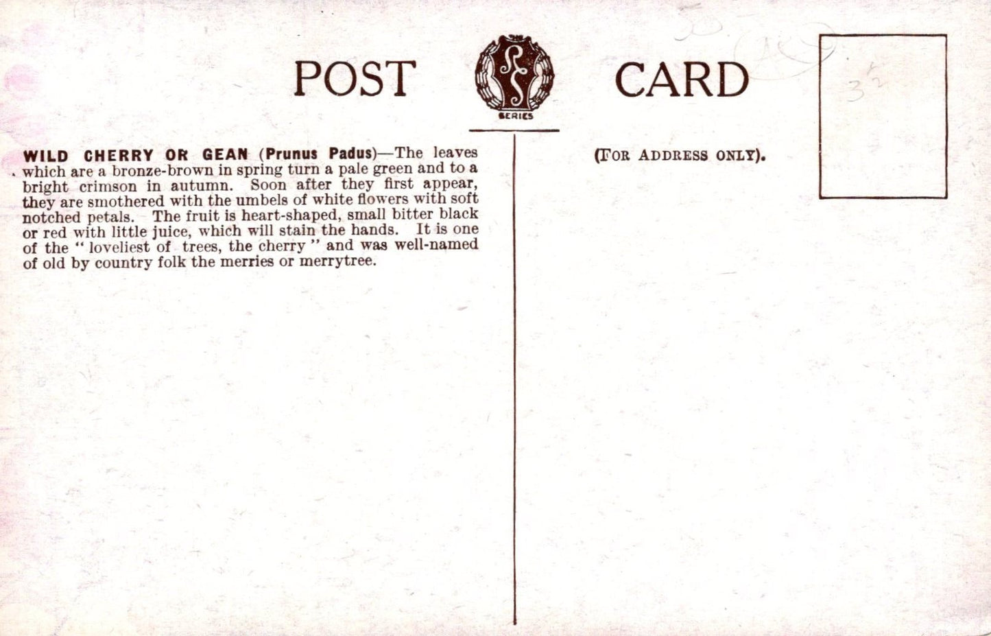 Vintage postcard with text and a logo on a white background