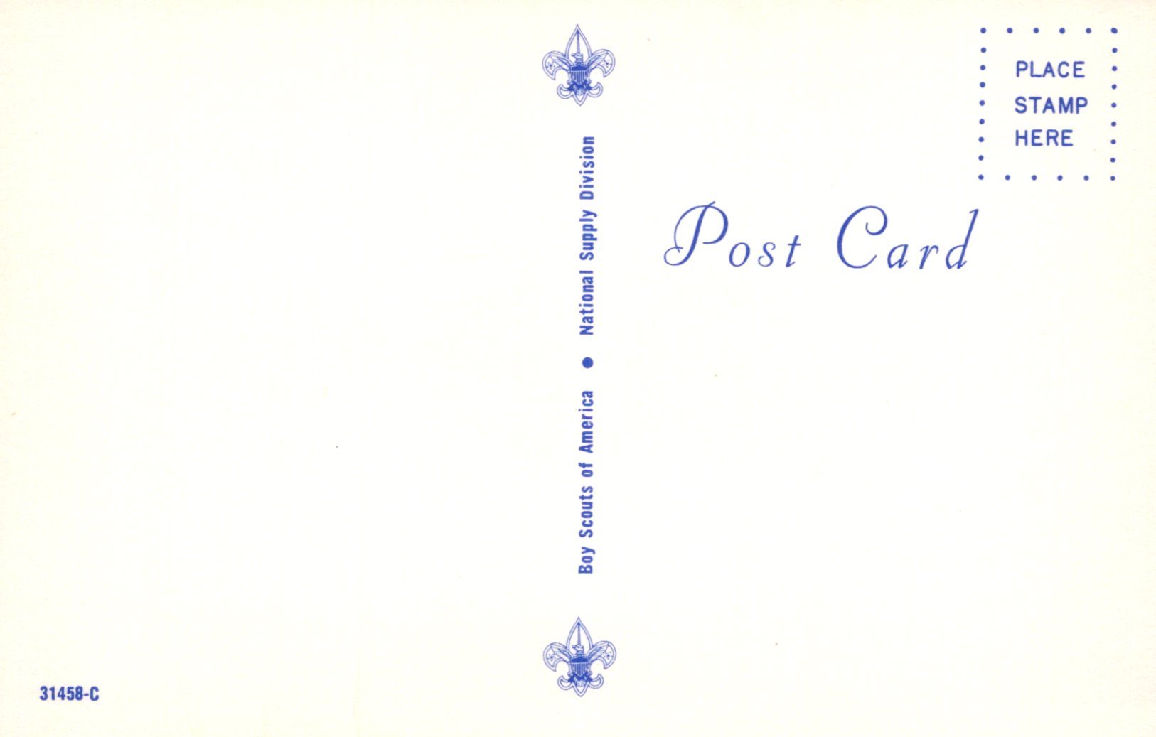 Blank postcard with Scout logo and text on a light background