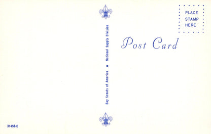 Blank postcard with Scout logo and text on a light background
