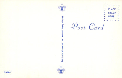 Postcard with Boy Scouts of America logo and text on a light background