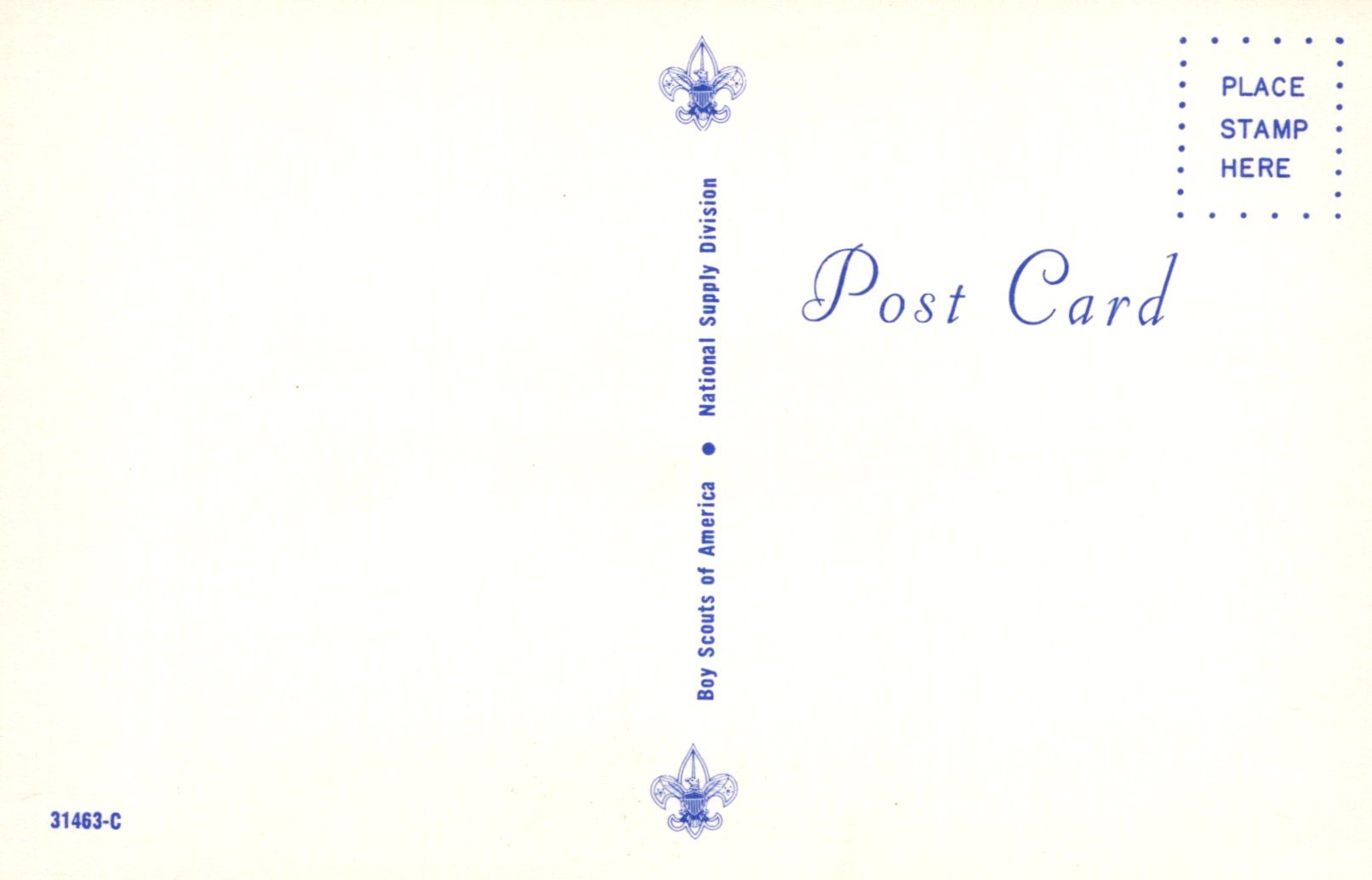 Vintage postcard with Boy Scouts of America logo and text on a light background