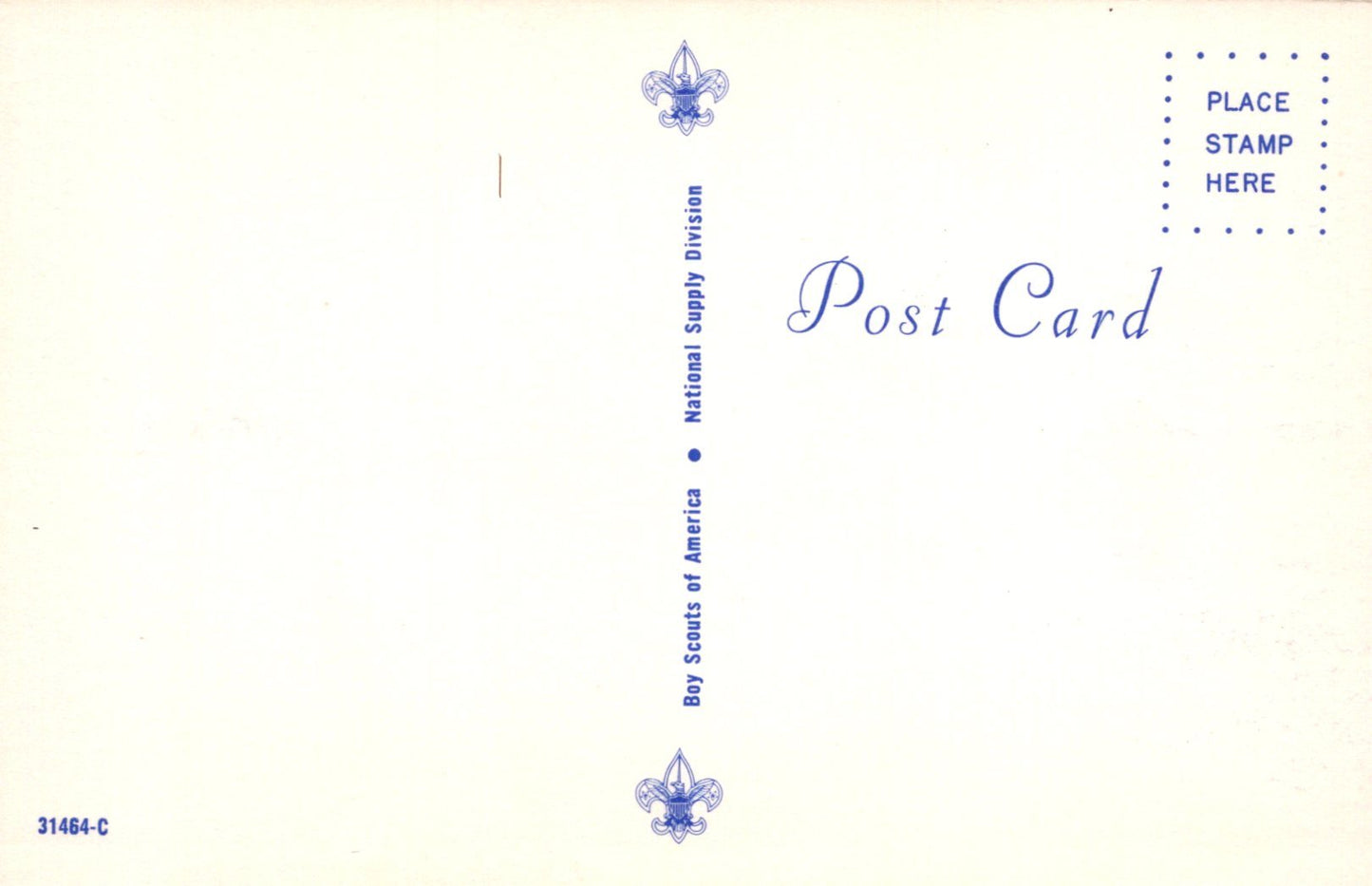 Vintage postcard with Boy Scouts of America logo and text on a light background