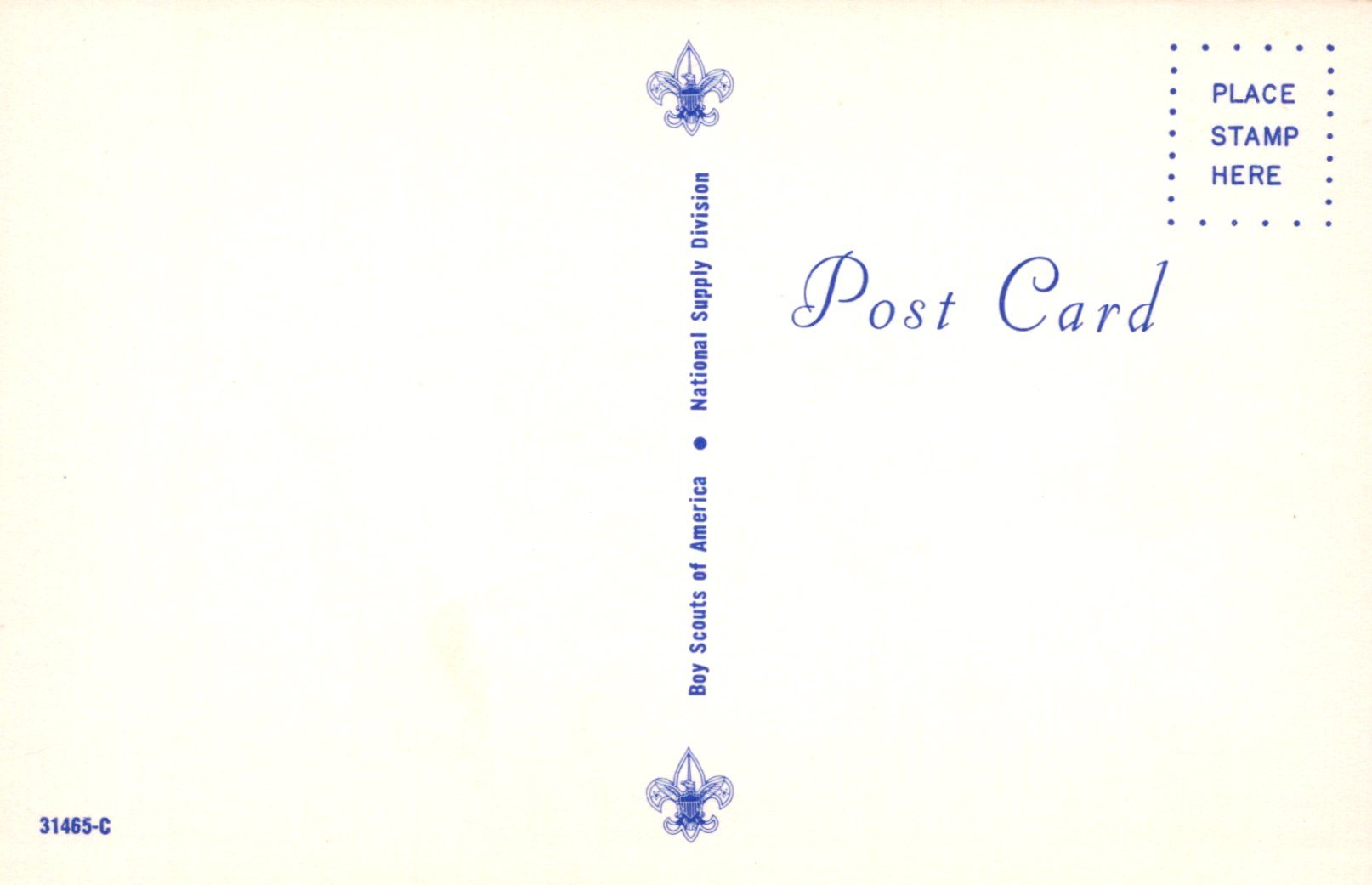 Vintage postcard with Boy Scouts of America logo and text on a light background