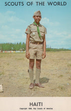 Load image into Gallery viewer, Scout in uniform standing in an open field with &#39;Scouts of the World&#39; and &#39;Haiti&#39; text.
