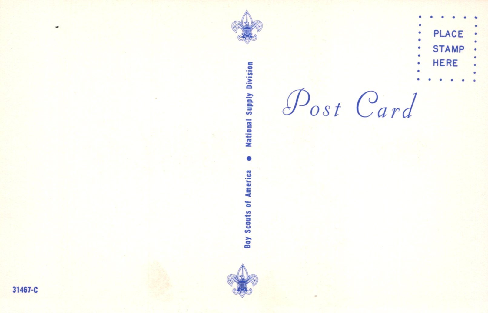 Blank postcard with Scout logo and text on a light yellow background