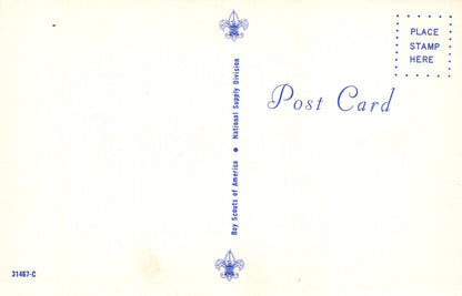 Blank postcard with Scout logo and text on a light yellow background