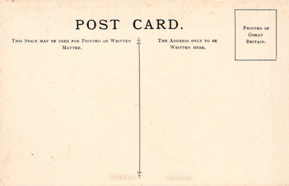 Vintage postcard with printed text and a vertical line on a beige background