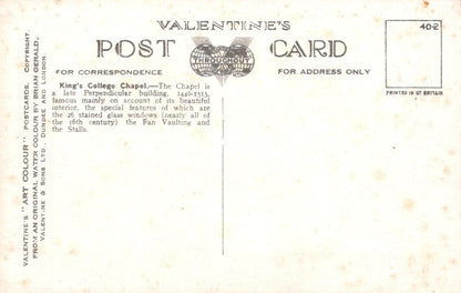 Cambridgeshire Postcard - King's College Chapel, Cambridge  SW19228