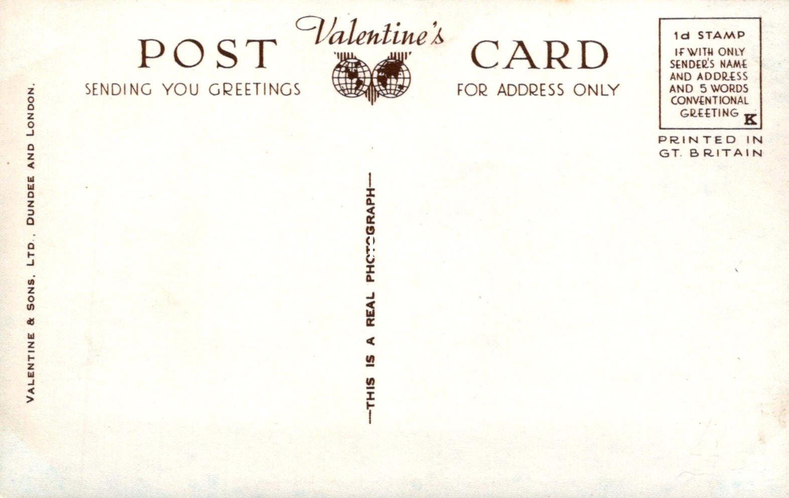 Vintage Valentine's Day card with text and a stamp design on a white background