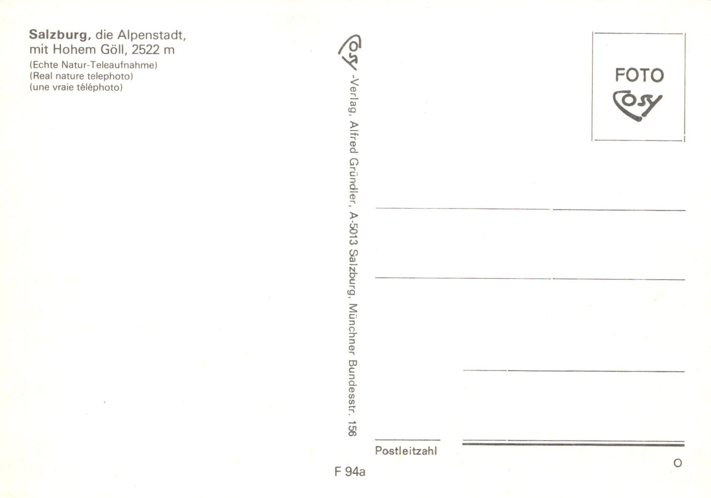 Vintage postcard with text and a logo on a white background