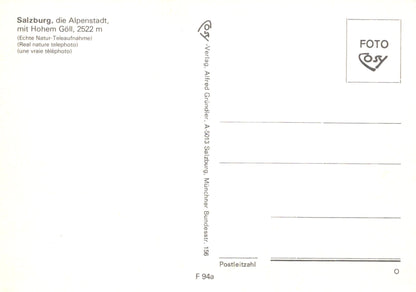 Vintage postcard with text and a logo on a white background