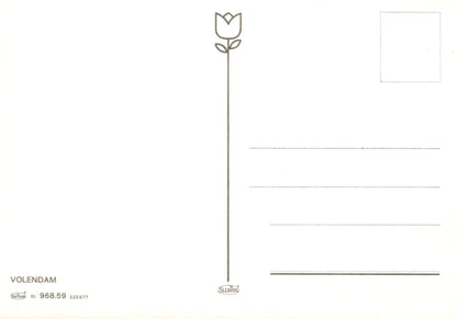 Blank postcard with a tulip design on the top left corner