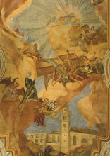 Load image into Gallery viewer, Decorative ceiling fresco with religious or mythological scene, featuring figures and architectural elements.
