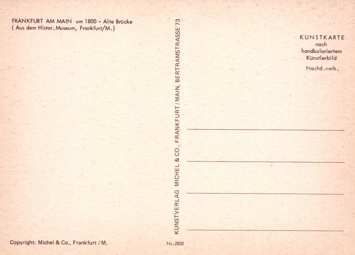 Germany Postcard -  Frankfurt Am Main um 1800 - SW19859