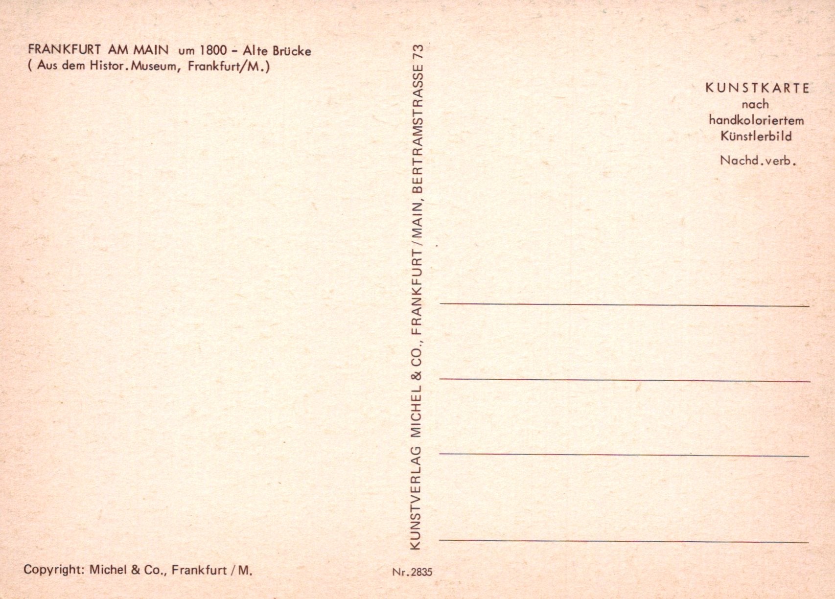 Germany Postcard -  Frankfurt Am Main um 1800 - SW19859