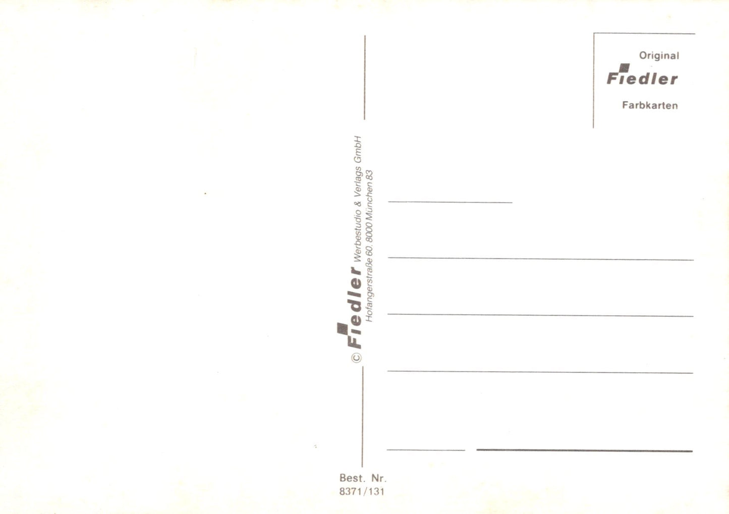Blank card with 'Original Fiedler Farbkarten' text on a white background