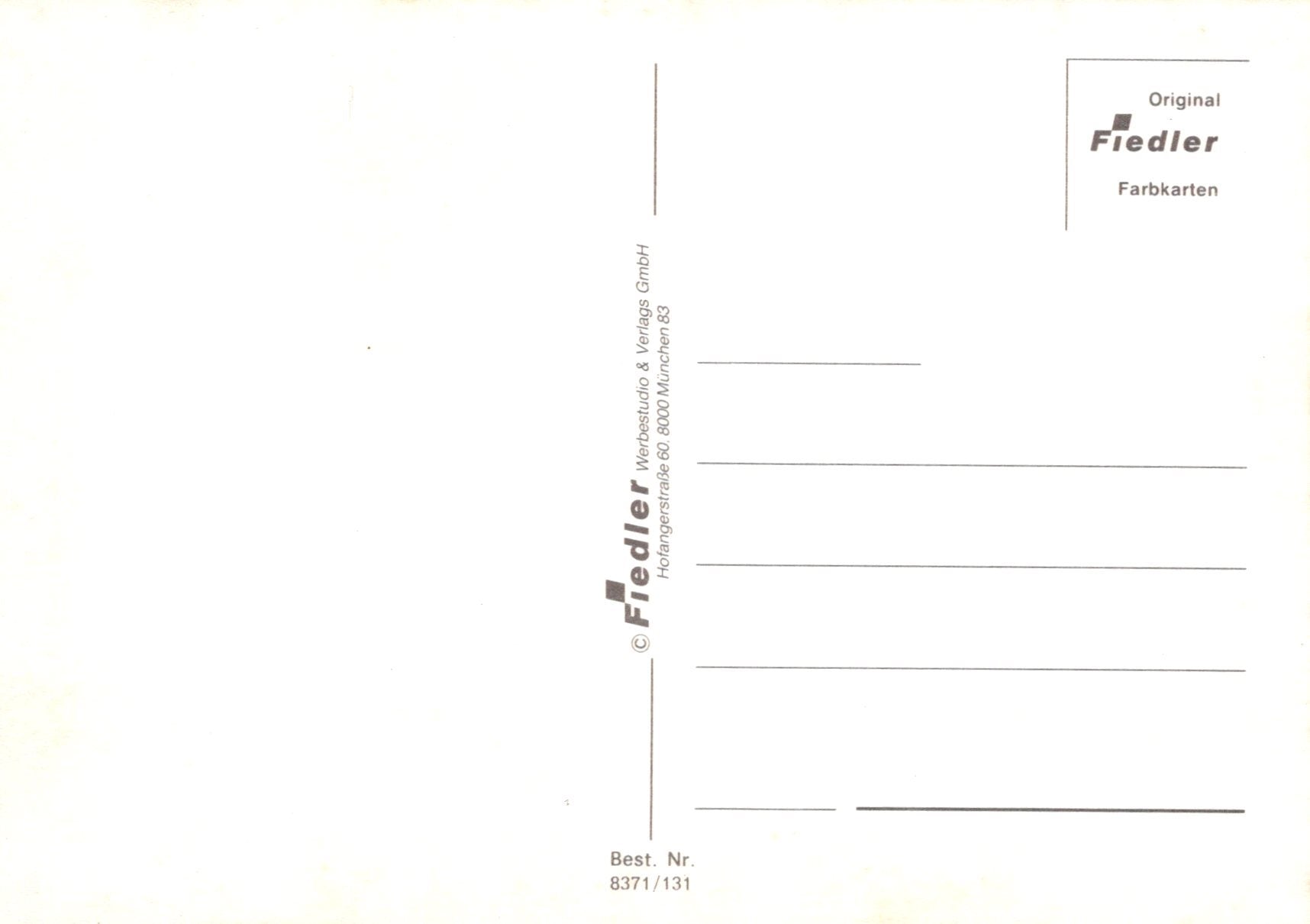Blank card with 'Original Fiedler Farbkarten' text on a white background