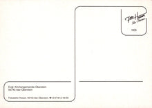 Load image into Gallery viewer, Back of a postcard with a logo and contact information on a white background
