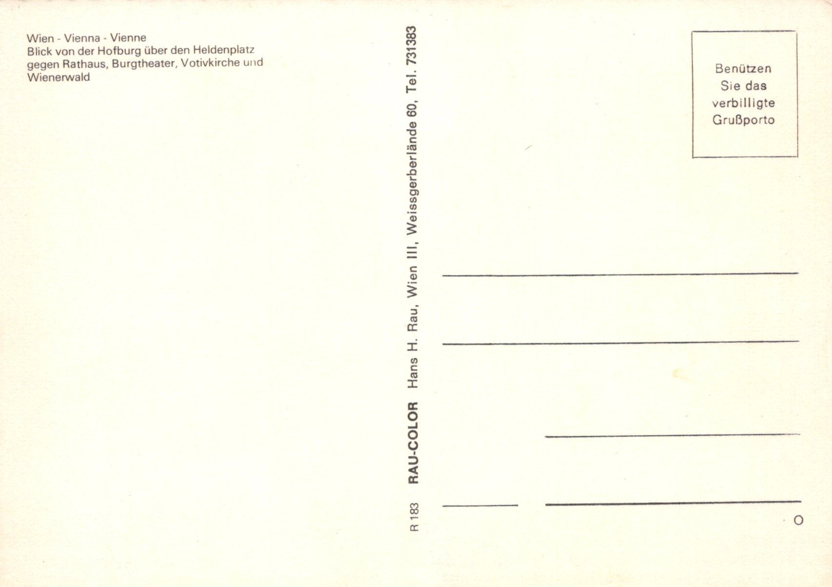 Vintage postcard with text and a grid on a beige background