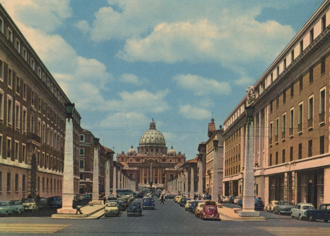 Street view with a domed building under a blue sky