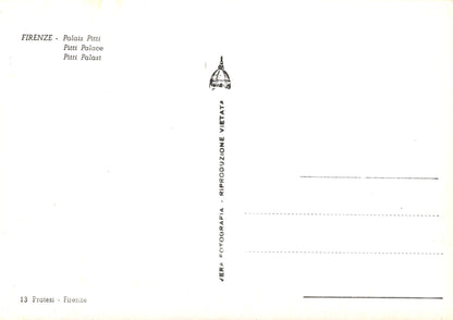 Vintage postcard with text and a logo on a white background