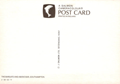 Back of a Salmon Cameracolour postcard with branding and text.