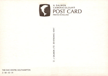 Back of a Salmon Cameracolour postcard with branding and text.