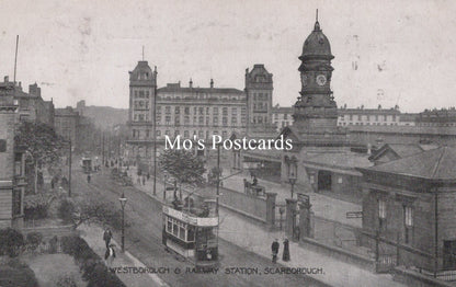 Yorkshire Postcard - Scarborough, Westborough and Railway Station   SW18879