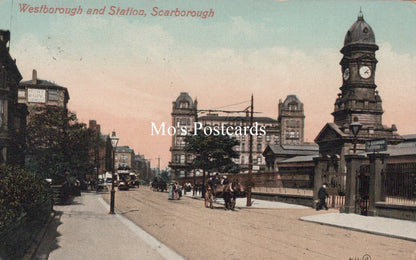 Yorkshire Postcard - Scarborough, Westborough and Station SW18880