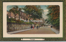 Load image into Gallery viewer, Vintage-style postcard with a scenic street view and &#39;Mo&#39;s Postcards&#39; branding.

